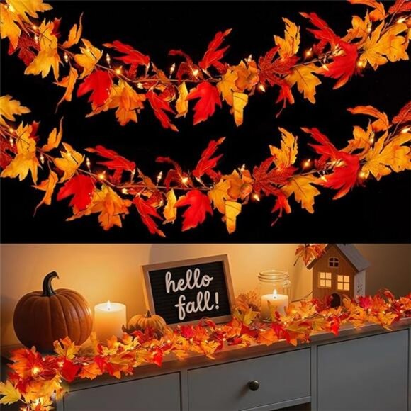 Fall Decorations for Home 9 FT Battery Operated Fall Garland with Lights - Picture 8 of 8